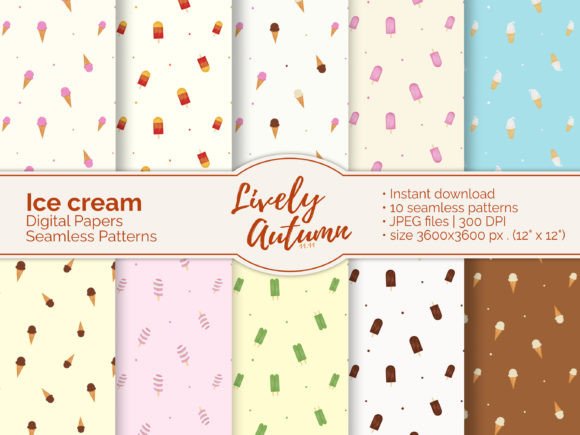 10 Ice Cream Digital Seamless Patterns for Strategic Design and Creative Projects