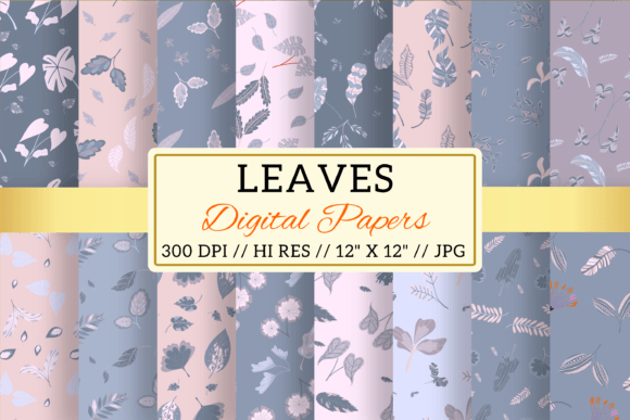 Boho Leaf Digital Papers Patterns