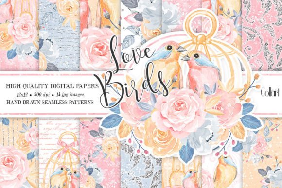 Cute Birds Flowers Seamless Patterns for Creative Projects