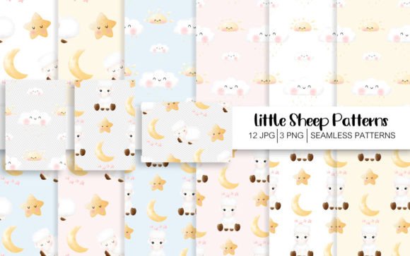 Cute Little Sheep Seamless Patterns – A Versatile Design Resource for Creative Projects