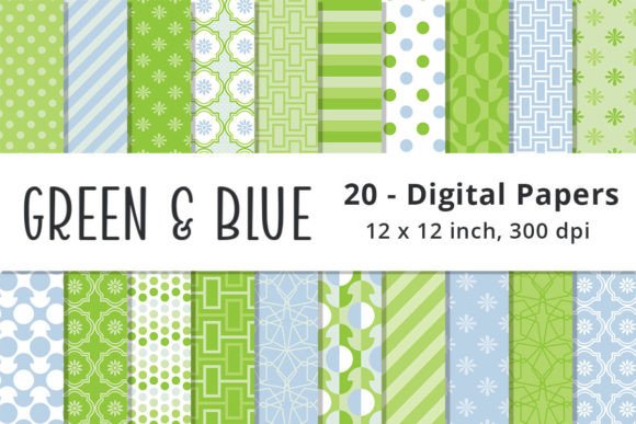 Green and Blue Digital Paper Patterns: A Versatile Choice for Spring Projects