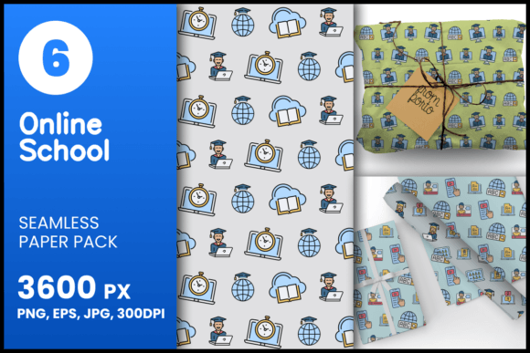 Online School Seamless Patterns