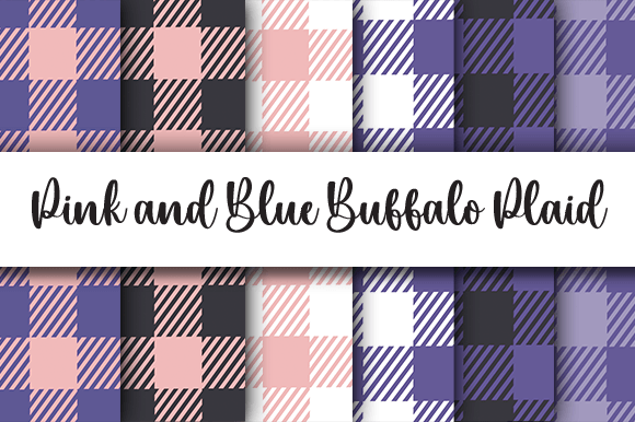 Pink and Blue Valentines Plaid Patterns